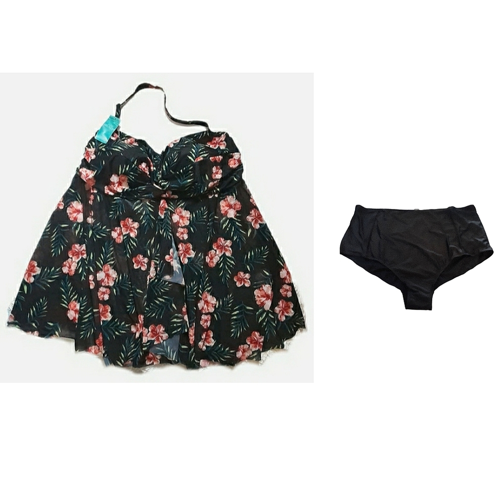 NEW! Yours💗 Clothing  Tropical Floral Fly-away Tankini